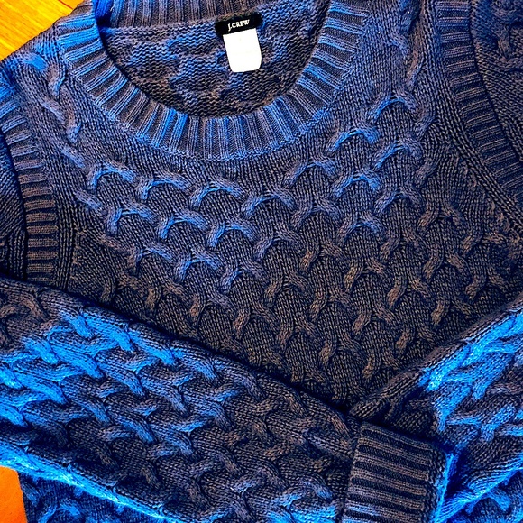 J.Crew Classic Blue Cable-Knit Crewneck Sweater - Picture 2 of 12